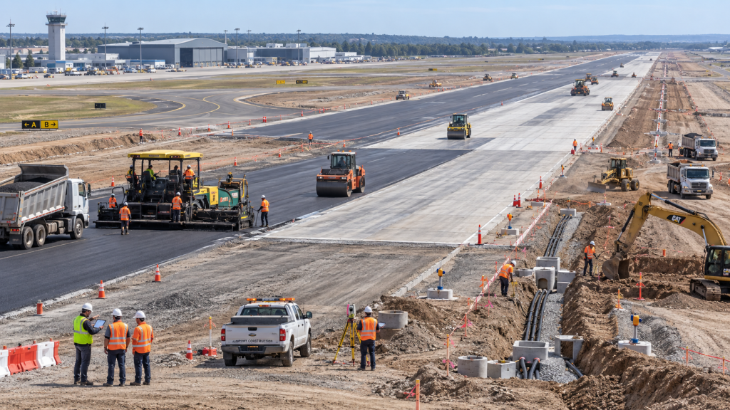 Building a Runway: A Busy Construction Site
